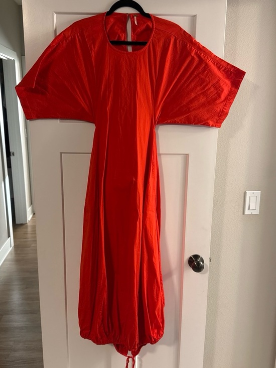 Free People Dresses & Skirts - Free People Bright Red Midi Dress with Dolman Sleeves